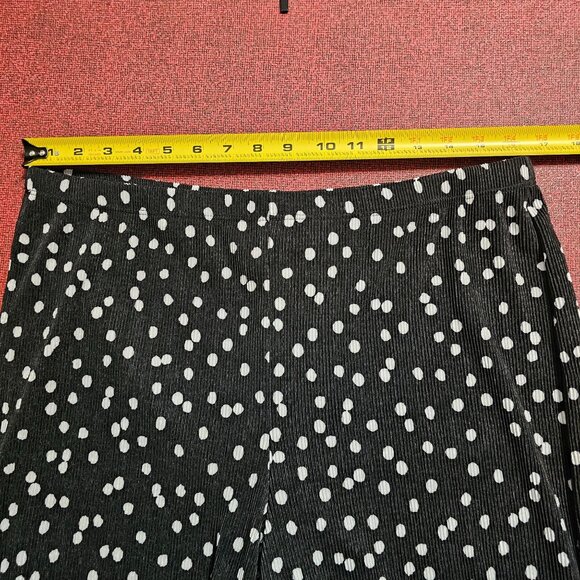 Coco Bianco Tiny Pleats Polka Dot Wide Leg Pants XL Pull On Stretch Raw Hem USA - Picture 6 of 10